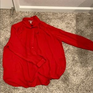 Red button down collar shirt